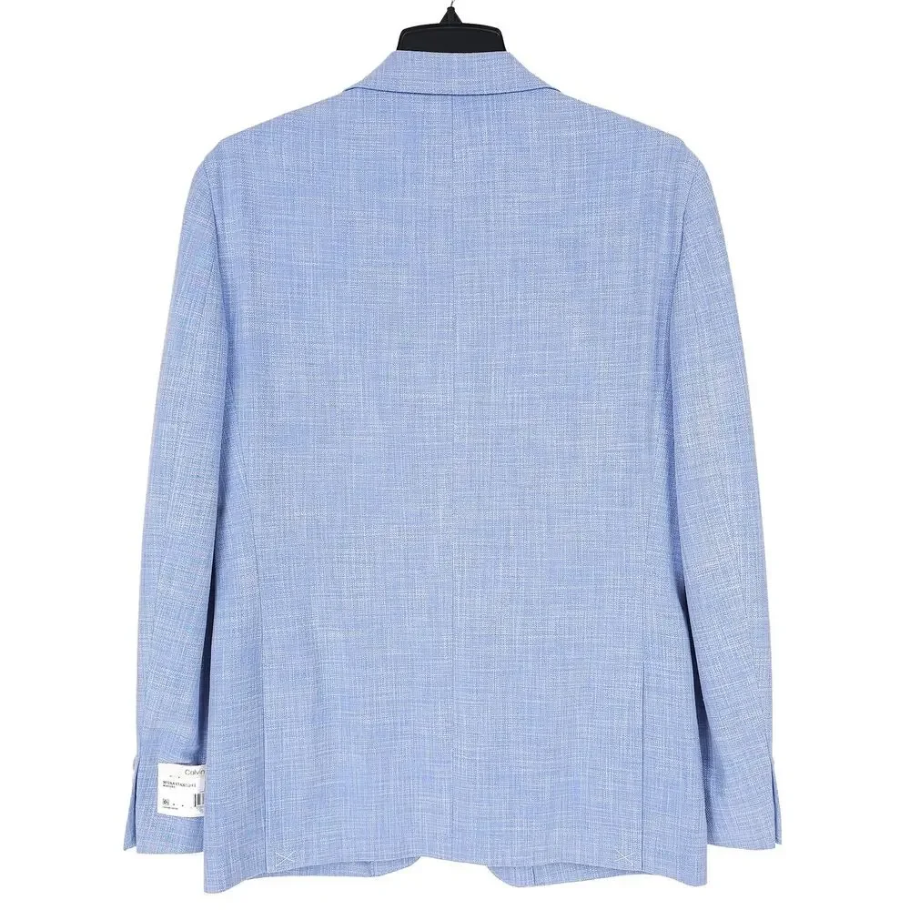 Calvin Klein Mens Slim Fit Sport Coat Blazer 40L Light Blue Solid Stretch NWT